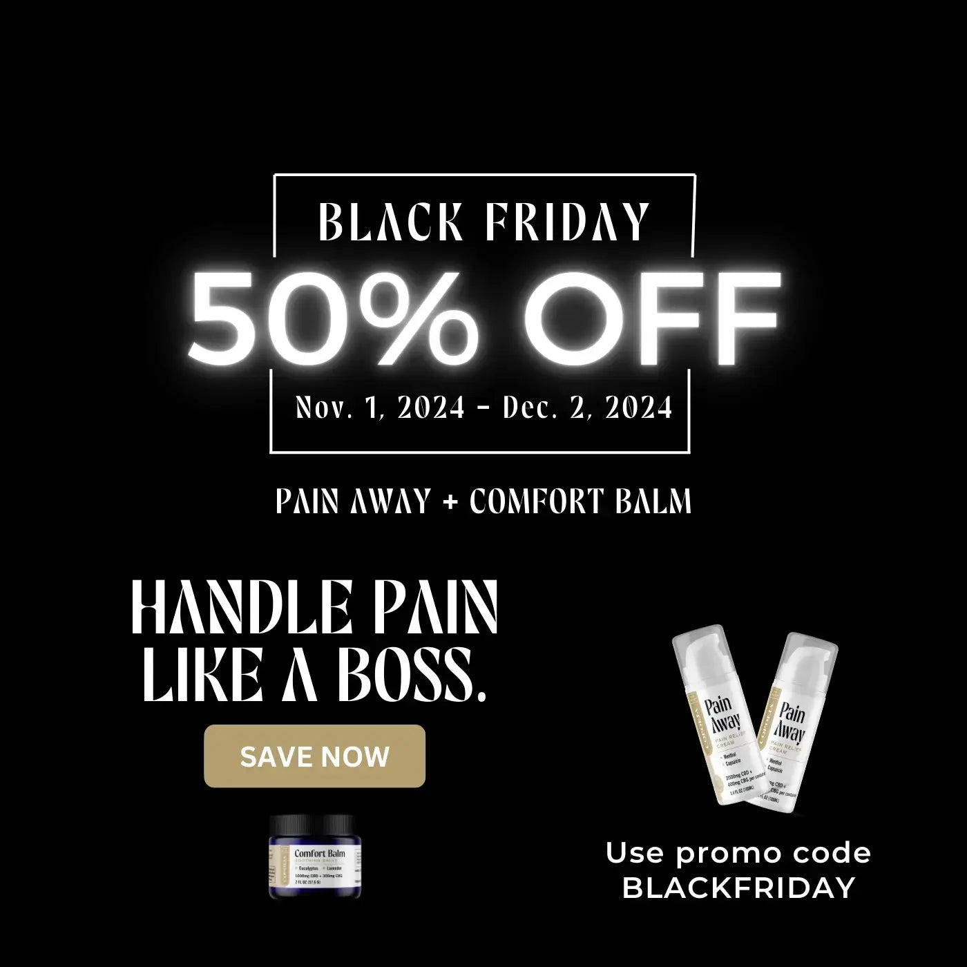 Copoeia Wellness Black Friday 50% Off Sale banner - Use Coupon Code BLACKFRIDAY one word